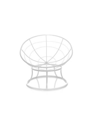 Кресло ПАПАСАН мини без ротанга белое, коричневая подушка