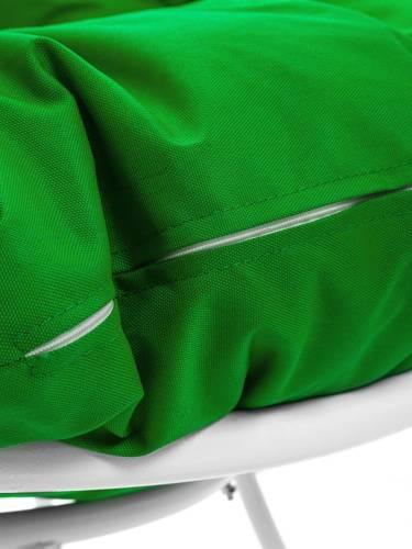 Кресло ПАПАСАН без ротанга белое, зелёная подушка