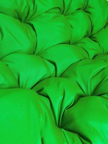 Подвесное кресло КАПЛЯ с ротангом бежевое, зелёная подушка