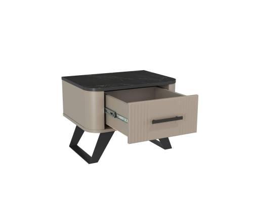 Тумба прикроватная 76.07 Фиделия Серый камень/Мрамор черный