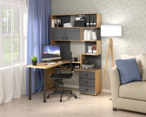 Стол Компьютерный СК-10 ЛЕВЫЙ Дуб крафт/Графит