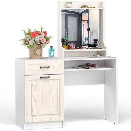 Стол туалетный с зеркалом Ливерпуль / Белый/Ясень ваниль