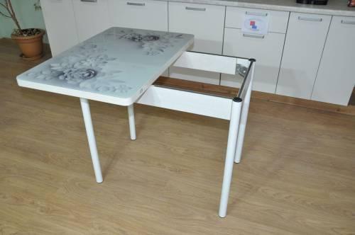 Обеденная группа Симпл фотопечать Цветы на сером №13