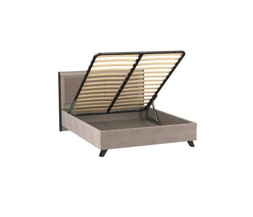 Кровать двойная 76.14 Фиделия ПМ (ш.1600) Серый камень/Мрамор черный/Велюр тенерифе хумус