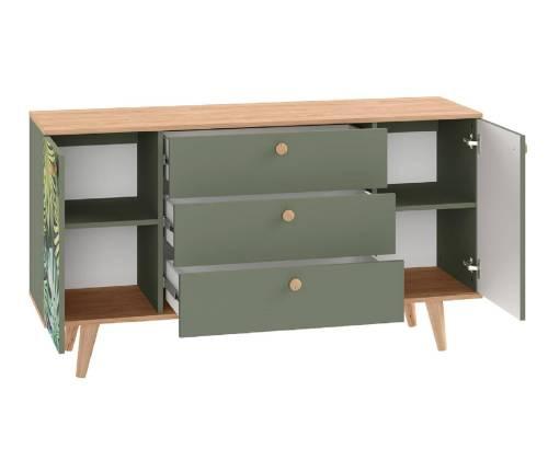 Комод Маттиас 16.245, Дымчатый Зеленый/Гикори Рокфорд Натуральный