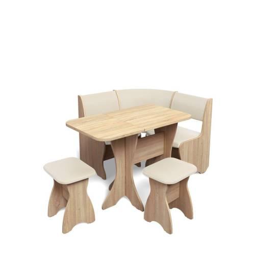 Кухонный набор Тюльпан-мини / дуб сонома / экокожа КРЕМ