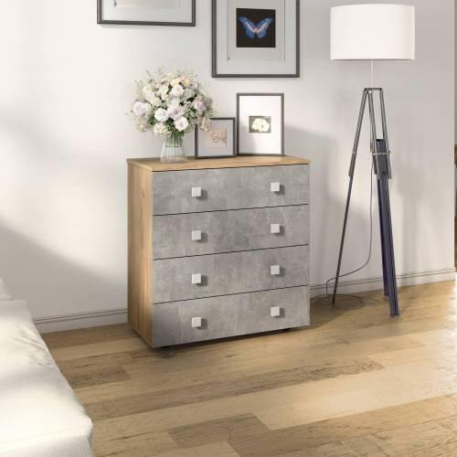 Комод Лофт-4 / Дуб Крафт Золотой / Ателье светлое