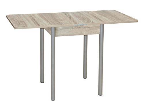 Стол обеденный ЭКО 60*60 / Дуб сонома/Опора № 2- круглая серебристый металлик