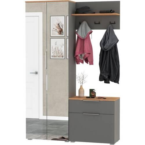 Прихожая Октава 28 Графит серый/Дуб золотой