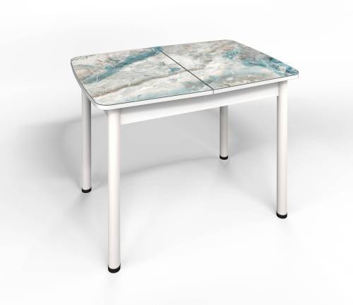 Столовая группа Волна-Флорида СМ-7 ноги окрас круглый белый/серебро/милк