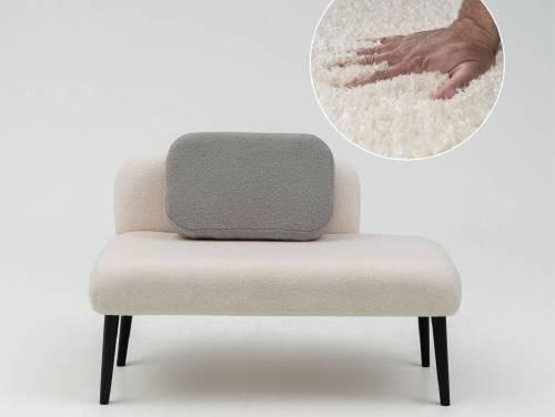 БСС (Банкетка со смещенной спинкой), Букле молочный/Серый