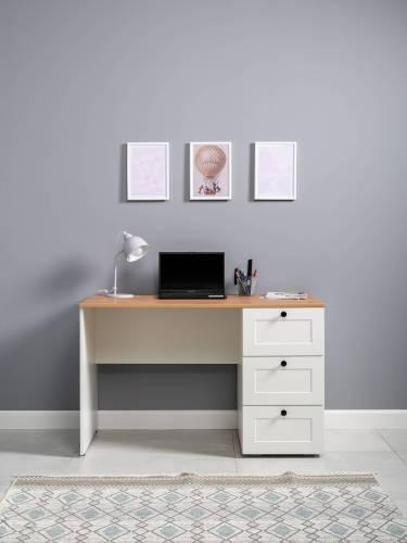 Стол письменный Остин 12.159, Белый PE шагрень/Дуб Золотой Крафт