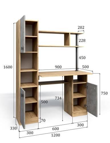 Стол компьютерный СК-7 дуб крафт/ателье светлое