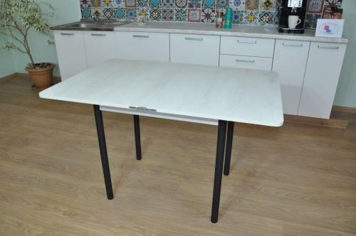 Стол обеденный ЭКО 80*60 / Бетон пайн белый /Опора № 2-круглая муар черный