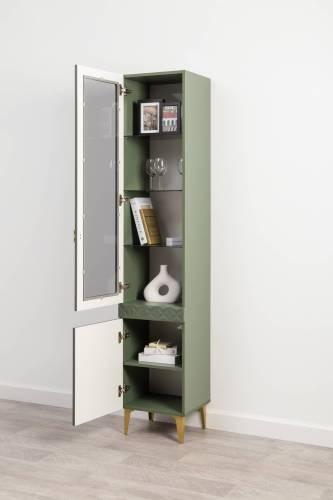 Шкаф-витрина Марион 16.397.01, Дымчатый Зеленый/Олива шагрень