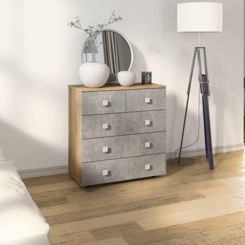 Комод Лофт-5 / Дуб Крафт Золотой / Ателье светлое