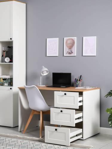 Стол письменный Остин 12.159, Белый PE шагрень/Дуб Золотой Крафт