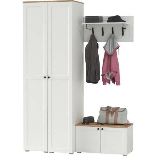 Прихожая Остин №54 Белый шагрень/дуб золотой