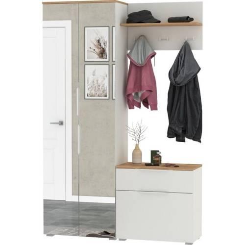 Прихожая Октава 28 Белый шагрень/Дуб золотой