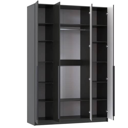 Шкаф для одежды 67.13 "Брандо" (4-х дв.) (диамант серый/фасад МДФ с ПВХ графит) (2400)