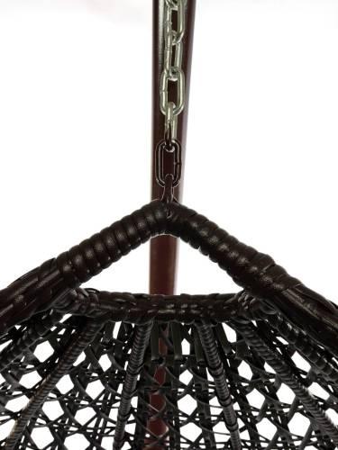 Подвесное кресло КАПЛЯ ЛЮКС с ротангом коричневое, синяя подушка