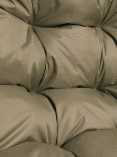 Подвесное кресло ДЛЯ ДВОИХ ЛЮКС с ротангом чёрное, бежевая подушка
