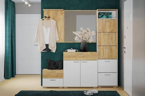 Прихожая Санти-3 Белый/Дуб крафт золотой