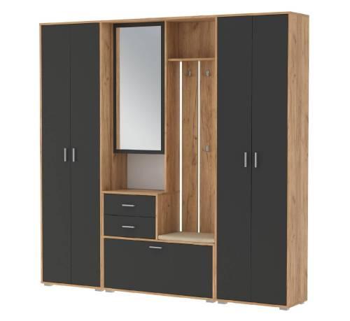 Прихожая модульная Антре 2 Дуб золотой/Диамант серый