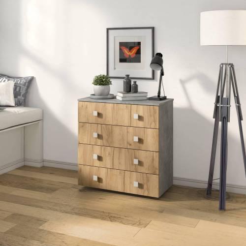 Комод Лофт-4 / Ателье светлое / дуб Крафт Золотой