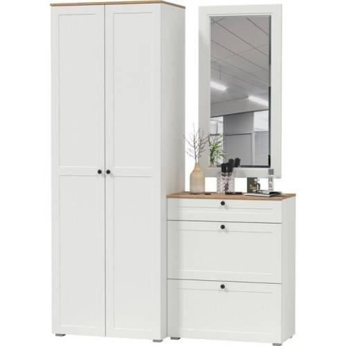 Прихожая Остин №33 Белый шагрень/дуб золотой