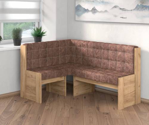 Угловая скамья Квадро дуб крафт золотой/коньяк