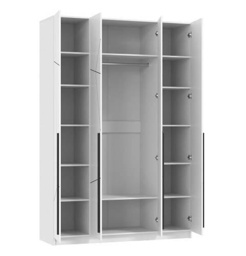 Шкаф для одежды 67.13 "Брандо" (4-х дв.) МДФ ГЕОМЕТРИЯ Белый
