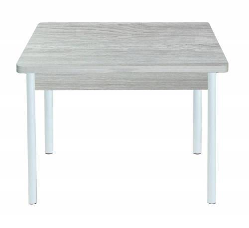 Стол обеденный раскладной СИМПЛ  / Ясень шимо светлый /Опора № 2-круглая муар белый