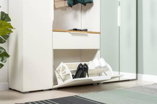 Октава Тумба для обуви 16.127 Белый шагрень/Дуб Вотан