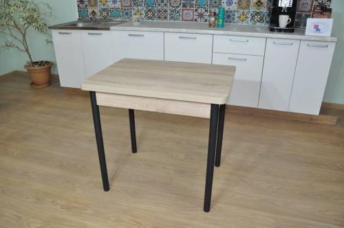 Стол обеденный ЭКО 80*60 / Дуб сонома/Опора № 2-круглая муар черный