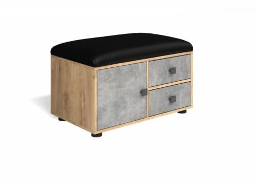 Тумба Мини-Лайт МЛ-5 дуб крафт/ателье светлое/черный к/з