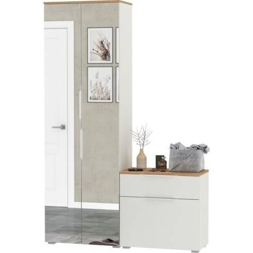 Прихожая Октава 27 Белый шагрень/Дуб золотой