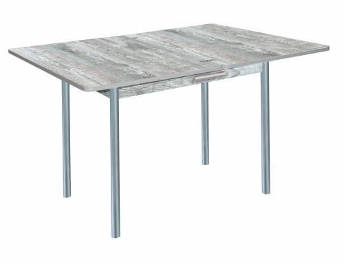 Стол обеденный СИМПЛ с ящиком  / Бетон пайн темный /Опора № 2-круглая серебристый металлик