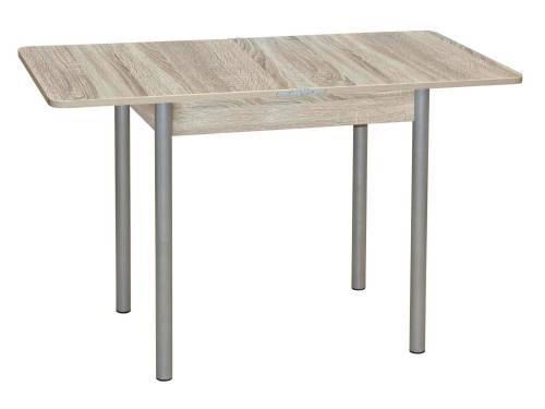 Стол обеденный ЭКО 80*60 / Дуб сонома/Опора № 2- круглая серебристый металлик