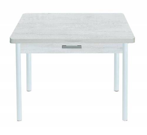 Стол обеденный СИМПЛ с ящиком  / Бетон пайн белый /Опора № 2-круглая муар белый