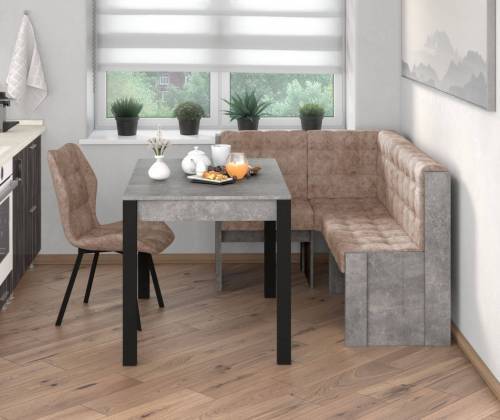 Угловая скамья Квадро бетон ателье/ Латте