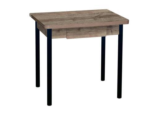 Стол обеденный ЭКО 80*60 с ящиком / Дуб веллингтон / Опора № 2-круглая муар черный