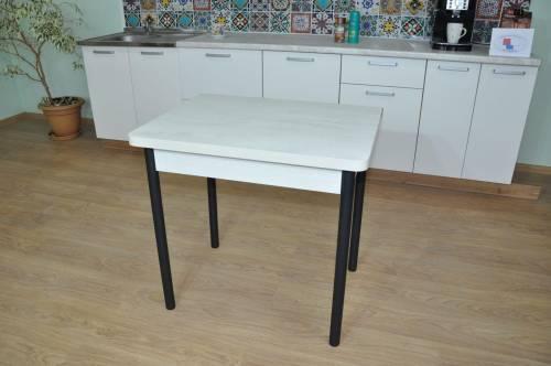 Стол обеденный ЭКО 80*60 / Бетон пайн белый /Опора № 2-круглая муар черный