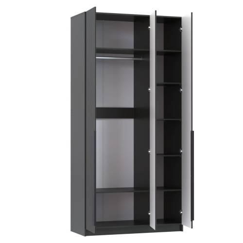 Шкаф для одежды 67.08 "Брандо" (3-х дв.) (диамант серый/фасад МДФ с ПВХ графит)