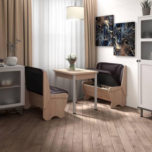 Кухонный набор Лотос ( Лотос 950 2 шт. + стол Ирис / черные опоры)  Дуб Сонома / Экокожа Умбер