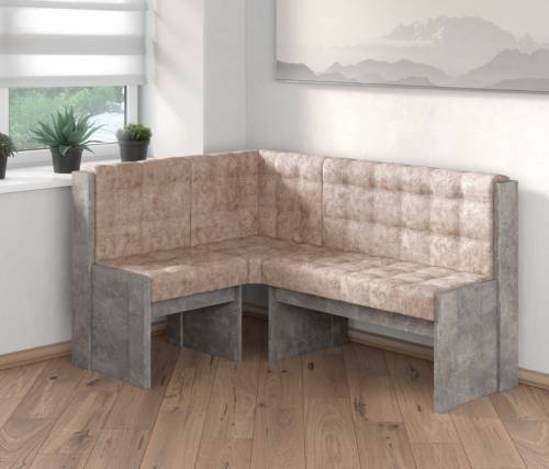 Угловая скамья Квадро бетон ателье/ Латте