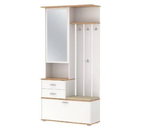 Шкаф для прихожей 65.08 Антре, белый/дуб золотой/велюр крем