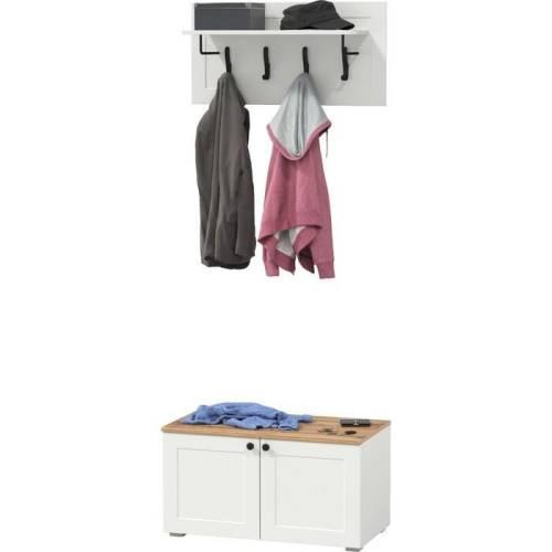 Прихожая Остин №4 Белый шагрень/дуб золотой