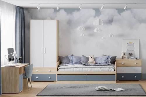 НМ 041.67 Комод Элиот Белый/Маренго/Баунти Песочный