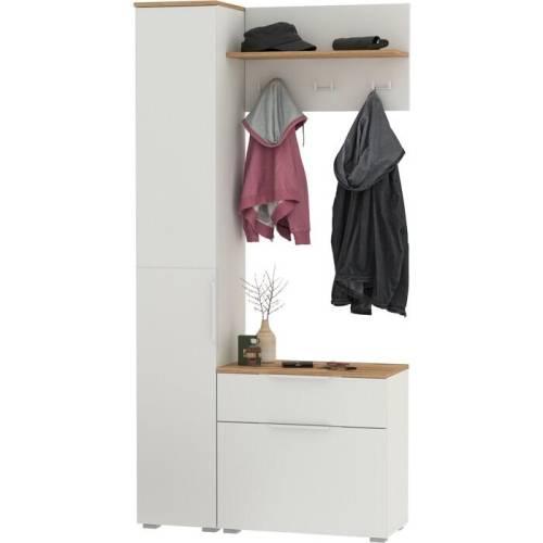 Прихожая Октава 32 Белый шагрень /Дуб золотой